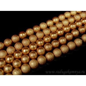 Бусины акриловые шарик тисненый 14мм цвет бронзовый, 40см, 29 бусин
