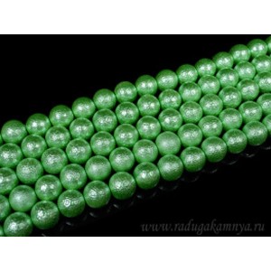 Бусины акриловые шарик тисненый 14мм цвет мятный, 40см, 29 бусин