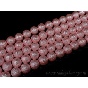 Бусины акриловые шарик тисненый 14мм цвет розовый, 40см, 29 бусин Бусины акриловые шарик тисненый 14мм цвет розовый, 40см, 29 бусин