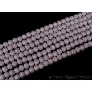 Бусины акриловые шарик тисненый 6мм цвет сиреневый светлый, 40см, 68 бусин
