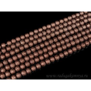 Бусины акриловые шарик тисненый 6мм цвет шоколадный, 40см, 68 бусин