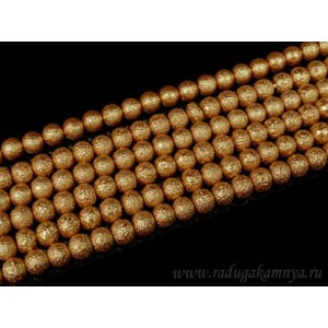 Бусины акриловые шарик тисненый 8мм цвет бронзовый, 40см, 50 бусин