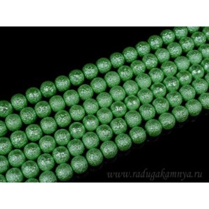 Бусины акриловые шарик тисненый 8мм цвет мятный, 40см, 50 бусин