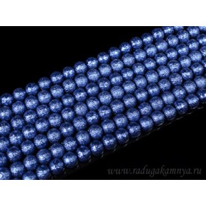 Бусины акриловые шарик тисненый 8мм цвет синий, 40см, 50 бусин