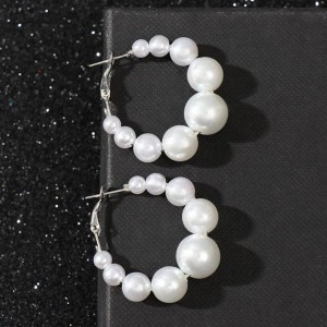 Серьги-кольца жемчуг маленькие, цвет белый, цвет серебристый