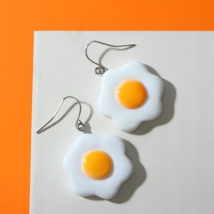 Серьги пластик "Вкусности" глазунья, цвет бело-оранжевый Серьги пластик "Вкусности" глазунья, цвет бело-оранжевый