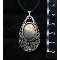 Кулон из яшмы пикассо, филигрань, ручная работа, камень овал 18х13мм