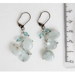 Серьги из аквамарина, "облепиха", на цепочке