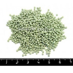 Бисер Чехия глазурованный, размер 10, арт. 25510, жемчужные зеленые тона, 10 грамм