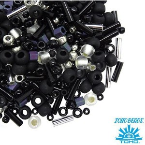 Бисер TOHO Beads Mix, цвет 3225 Yozora-Jet/Silver, 10 грамм/упаковка