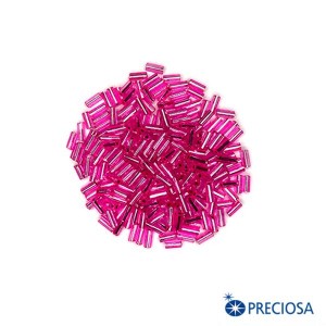 Стеклярус гранёный Чехия размер 2" (5*2 мм) арт. 18275 "Огонёк" прозрачный, насыщенно-розовые тона, 10 гр.