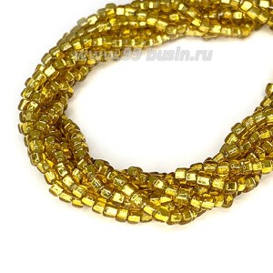 Бисер круглый на нити для люневильской вышивки, винтажное золото, 10 размер, 3 нити по 50 см (ок. 10-12 грамм/упаковка) Чехия