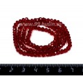 Бусина стеклянная на нити Мелкая грань 4*3,5 мм, цвет рубиновый около 150 штук/нить