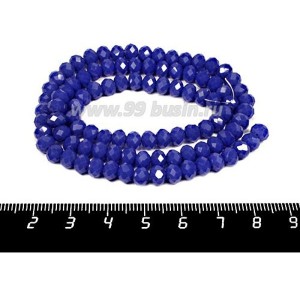 Бусина хрустальная на нити 6*4 мм, цвет непрозрачный тёмно-синий (с320) около 90 штук/нить