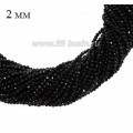 Бусины хрустальные граненые на нити 2 мм, цвет черный, около 35 см нить/165 бусин