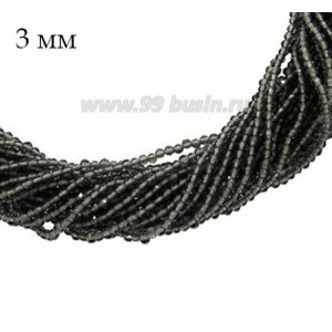 Бусины хрустальные граненые круглые 3 мм на нити, цвет дымчатый серый, около 36 см нить/123 бусины Бусины хрустальные граненые круглые 3 мм на нити, цвет дымчатый серый, около 36 см нить/123 бусины