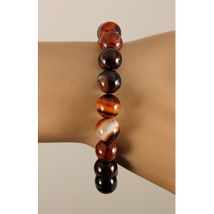 Браслет из сардоникса, шарик 10мм, на резинке