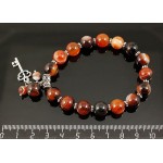 Браслет из сардоникса, шарик 10мм, с подвеской