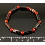 Браслет из сардоникса (цилиндры) и сердолика (шарик 6мм), на резинке
