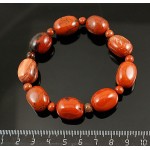 Браслет из яшмы красной, прямоуг. заоваленный + шарик 6мм, на резинке