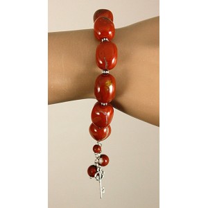 Браслет из яшмы красной 50см, прямоуг. заоваленный + шарик 6мм, с подвеской Браслет из яшмы красной 50см, прямоуг. заоваленный + шарик 6мм, с подвеской