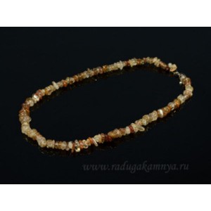 Бусы галтовка из агата волосатика золотого, 49см