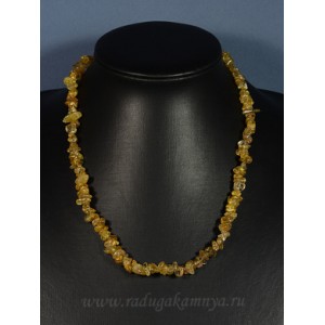 Бусы галтовка из агата волосатика золотого, 50см