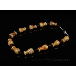 Бусы из агата тибетского "кувшинчик" 15*25мм, диски 6мм рыжий, 48см