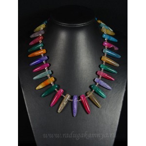 Бусы из агата пати иглы 8*33мм (тонир.) ассорти, 50см