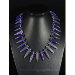 Бусы из агата пати иглы 8*33мм (тонир.) фиолетовый, 50см