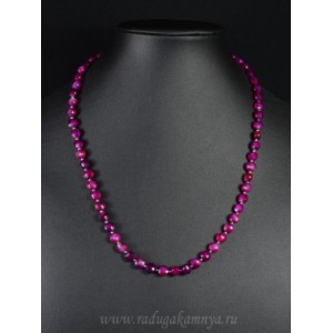 Бусы из агата тонированного круг гр.6мм, цвет сиреневый 45см.