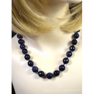 Бусы из авантюрина синего искусственного шарик гр.11мм, 45см