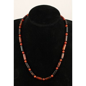 Бусы из сардоникса (цилиндры) и сердолика (шарик 6мм), 50см