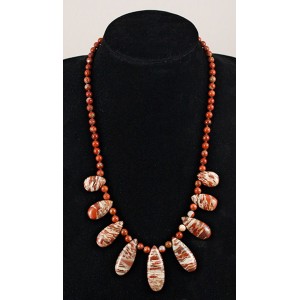 Колье яшма красно-коричневая "лепестки-капельки" Колье яшма красно-коричневая "лепестки-капельки"