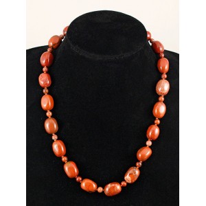 Бусы из яшмы красной 50см, прямоуг. заоваленный + шарик 6мм