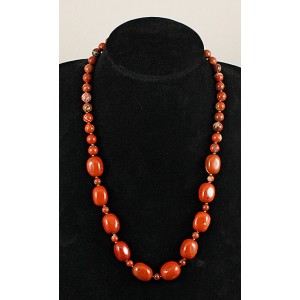 Бусы из яшмы красной 50см, прямоуг. заоваленный + шарик 6 и 8мм