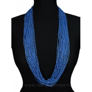 Бусы из бисера 24нити плетение цвет голубой, 90см
