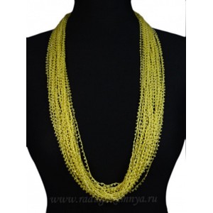 Бусы из бисера 24нити плетение цвет желтый, 90см