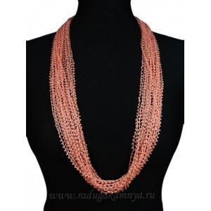 Бусы из бисера 24нити плетение цвет персик, 90см