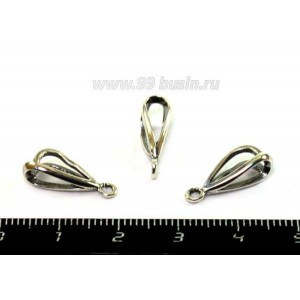 Держатель ювелирный для кулона с петелькой №49, размер 17*5 мм оксидированное посеребрение 12 мкн 1 штука