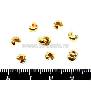 Крышечки кримпов 3 мм цвет золото 20 штук/упаковка