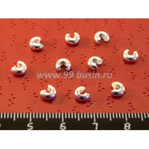 Крышечки кримпов 3 мм светлое серебро 20 штук/упаковка