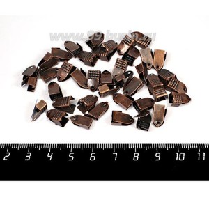 Концевики металлические нахлест с прижимной площадкой 11*6 мм цвет медь 40 штук/упаковка