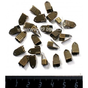 Концевики металлические нахлест с прижимной площадкой 11*6 мм цвет бронза 40 штук/упаковка