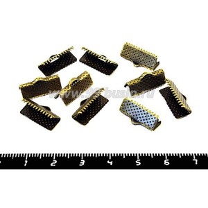 Концевик-книжка для ленты, тесьмы  16*6 мм, цвет бронза 10 шт/упак