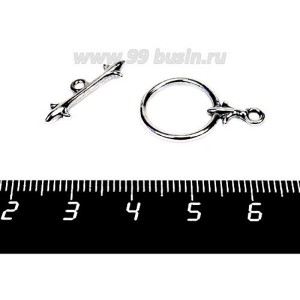 Застежка - тогл ювелирный оксидированное посеребрение 12 мк Королевская Лилия 3037, 22*15, палочка 22*6,5 мм, 1 набор/упаковка, производств