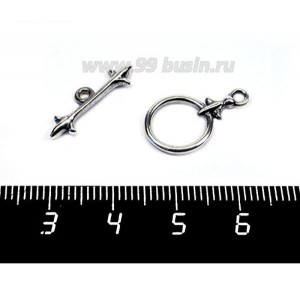 Застежка - тогл ювелирный, оксидированное посеребрение 12 мк малая Королевская Лилия 3039, 19*12, палочка 20*6,5 мм, 1 набор/упаковка, прои