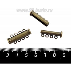 Замок магнитный Столбик 27 мм 4 петли, цвет бронза, 1 штука