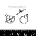 Застёжка - Тогл Кольцо с сердцем, цвет старое серебро 18,5*14, 18*8 мм 3 набора/упак