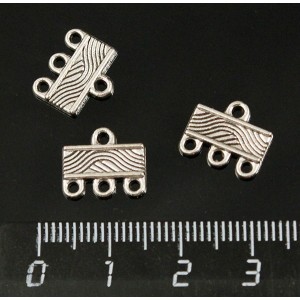 Коннектор "волны", 1+3 петельки, 12х10мм, цвет ант. серебро